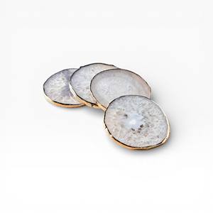 Square Multicolor Agate Stone <b>Coasters</b> with <b>Gold</b> Border Polished Crystal Tiles for Luxury Dining and Coffee Tables - Product Image 5