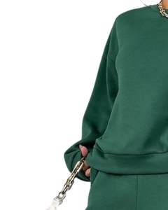 Ensemble de survêtement vert surdimensionné pour femmes, sweat-shirt décontracté ample et pantalon de jogging, tenue de détente en deux pièces pour l'automne et l'hiver - Product Image 4