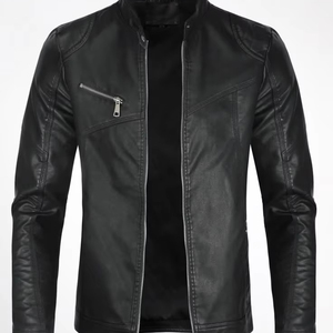 Vestes en cuir de vachette de haute qualité pour l'hiver, style formel, avec col montant, logo placé sur le devant, respectueuses de l'environnement, imperméables, teintes en pièce. - Product Image 1