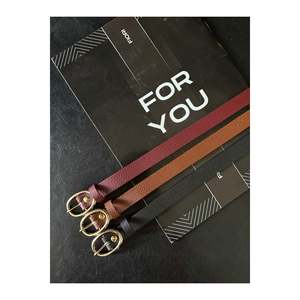 3-Piece Gold Buckle Thin <b>Belt</b>, Suitable for <b>Trousers</b>, Shirts, Jackets, and Dresses. - Black-Tan-Burgundy - Product Image 4