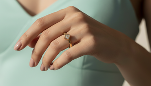 Anillo de Oro de 14K con Diamantes en Forma de Cuadrado para Mujer |   Diamante de Corte Brillante de 0.03 Quilates - Product Image 5