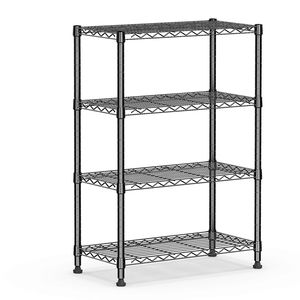 MZG Modern Minimalist Storage <b>Shelves</b> Rack Movable Black Powder Coated DIY <b>Wire</b> Shelving for Living Room - Product Image 1