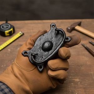 มือจับปรับระดับได้ทำจากเหล็กสีดำโบราณ พร้อมแผ่นผิวสัมผัสแบบมีเท็กซ์เจอร์ สำหรับตู้ครัว ตู้เก็บของในห้องอาหาร ลิ้นชัก โรงแรม ห้องนอน เฟอร์นิเจอร์สไตล์เรโทร - Product Image 3