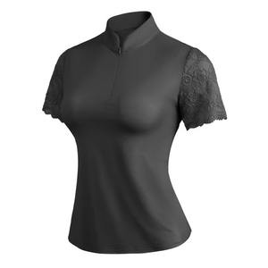 Ladies <b>Long</b> <b>Sleeve</b> Lace Rider <b>Top</b> with Exquisite Lace Spliced <b>Sleeves</b> Slim Fit Show Shirt - Product Image 4