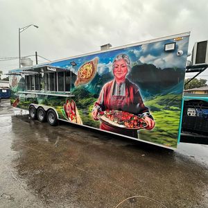 New Design 15.7 Ft Triple Axle Food Truck Trailer <b>Stainless</b> <b>Steel</b> Body <b>Outdoor</b> Catering Mobile <b>Kitchen</b> With Prep Space - Product Image 2