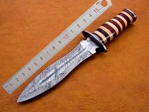 Couteau de chasse fait main en acier Damas avec manche en bois et gaine en cuir personnalisable OEM Support Fils cadeau mari cadeau - Product Image 6