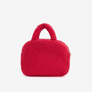 Lambswool Cosmetic <b>Handbag</b> Zipper Closure Fashion <b>Medium</b> Capacity Foldable Portable Durable Design for Daily Makeup Storage - Product Image 2