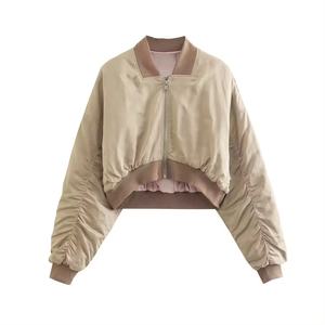 Blouson aviateur universitaire en satin d'hiver tendance pour femmes avec broderie personnalisée grande taille veste polaire XS élégante remplie de coupe-vent - Product Image 1