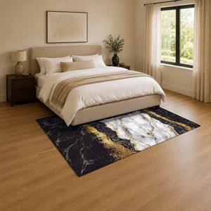 Tapis de salon en chenille gris argenté à motif design imprimé numériquement, lavable en machine, antidérapant - RUGS DEPOT LXDP-0486 (vente en gros) - Product Image 3