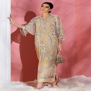 Abaya longue ethnique du Moyen-Orient à manches longues, style kimono ouvert, vêtement islamique en lin 100% brodé, longueur genou, été - Product Image 3