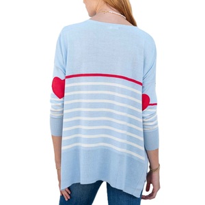 Suéter Personalizable para Mujer, Cuello Redondo, Hombros Caídos, con Abertura Lateral, a Rayas, 100% Acrílico, Estilo Casual para Invierno - Product Image 2