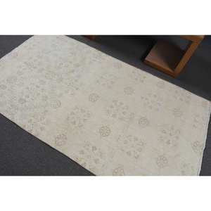 Tapis moderne en laine blanche de 3.8x6.9 pieds, tissage plat turc, patchwork, support en latex pour décor de salon pour adolescents - Product Image 4