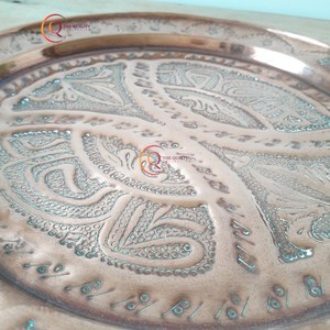 ถาดเสิร์ฟทองแดงถาดเสิร์ฟแบบกลมเคลือบหรูหราอุปกรณ์โรงแรมงานแฮนด์เมดดีไซน์เนอร์ขายส่ง - Product Image 5