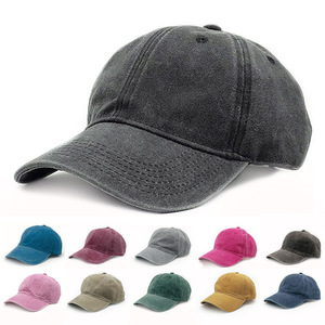 หมวกแก๊ปเบสบอลฟอกสีแบบ6แผงหมวกเบสบอลแบบนิ่มสไตล์วินเทจปรับแต่งโลโก้ได้ - Product Image 1