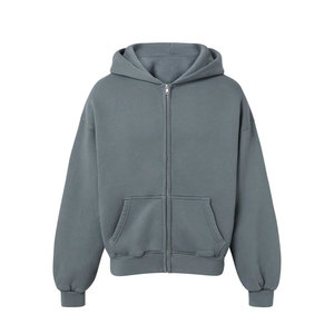 Gris Nouveau sweat à capuche zippé pour hommes léger à manches longues basique coupe ample 100% sweats à capuche en coton pour homme - Product Image 1