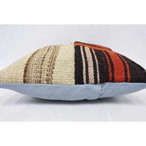 Brown Wool Kilim Patchwork <b>Bolster</b> <b>Pillow</b> 14x14 Inch Luxury Vintage Fluffy Plant Floral Woven Design Non-Slip Eco-Friendly - Product Image 5