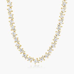 Chaîne de tennis en forme de poire de laboratoire de 3.00mm de qualité supérieure en or jaune 10 carats finition argentée 10 carats pour les occasions spéciales de fiançailles - Product Image 3