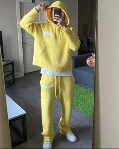 Ensemble de survêtement personnalisé de haute qualité pour homme, en mohair, avec pantalon de survêtement évasé et sweat à capuche, ensemble de survêtement en mohair d'hiver - Product Image 6