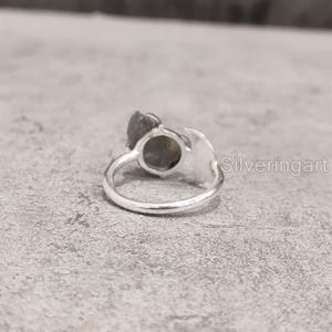 Joyería de piedra cruda para mujer, anillo de piedra preciosa labradorita en bruto Natural, piedra natal, banda dual, joyería de Navidad, anillo de Plata de Ley 925 - Product Image 5