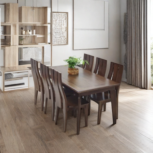 Meilleures ventes Ensemble de salle à manger moderne en bois 6 places de qualité avec pieds en métal pour maisons, villas, restaurants, hôtels ou appartements - Product Image 4