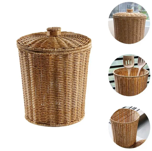 New Choice Household Storage <b>Basket</b> Eco-Friendly circle Shape 100% Rattan Rustic Style Multifunction Use for Neatening/Storage - Product Image 4