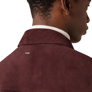 Lightweight Real Cowhide <b>Suede</b> Leather <b>Jacket</b> for Men with Stand Collar Front Logo Streetwear Style Waterproof & Eco-Friendly - Product Image 3