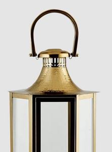 Large Outdoor Gold Hammered Metal Hexagon <b>Shape</b> Handmade Pillar <b>Candle</b> Holder Unique Design for Home Decorations Festive - Product Image 3