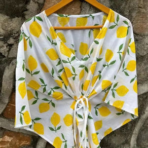 Vestidos informales de colección Cortos Largos de Bikini hechos a mano con estampado de mango para correr caftán Top de tela orgánica - Product Image 1