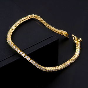 Bracelet Tennis en Argent Sterling 925 Plaqué Or avec Moissanite, Style Hip Hop, Idéal pour Mariage et Fêtes, Bijou Chaîne Fine et Maillons - Product Image 3