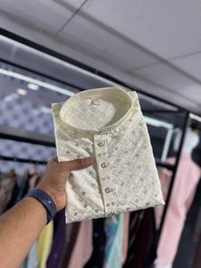 Heavy Designer Festival Raymond Cotton <b>Silk</b> With Embroidery Work <b>Men</b> Kurta <b>Pyjama</b> - Product Image 6