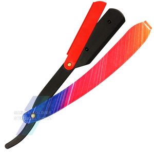 มีดโกนหนวดแบบตรงด้ามเหล็กคุณภาพสูงมีดโกนแบบปรับแต่งโลโก้ช่างตัดผม - Product Image 5