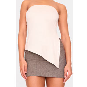 Venta caliente de calidad superior de diseñador de ropa de mujer OEM Faux Suede asimétrico dobladillo Bandeau Top en la fabricación al por mayor - Product Image 1