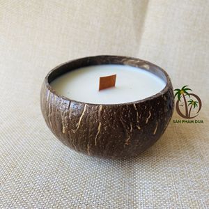 Vela de cera de soja perfumada de cáscara de coco Natural al mejor precio al por mayor para Cumpleaños de Navidad fabricada en productos químicos de Vietnam - Product Image 3