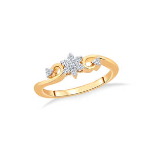 Bague en or jaune sertie de diamants floraux pour femmes - Product Image 2