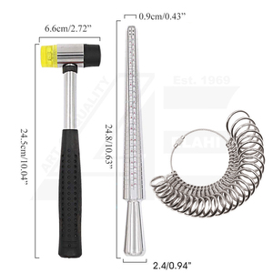Medidor de Anillos de Acero Inoxidable 4 en 1, Herramienta de Medición de Talla de Dedo, Mandril para Fabricación de Joyas, Martillo de Goma LA - Product Image 6