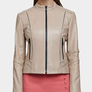 แจ็คเก็ตหนังแกะคุณภาพดีสำหรับผู้หญิง, 2025เสื้อแจ็กเก็ตมอเตอร์ไซด์แบบลำลองมีซิปด้านหน้าเข้ารูปขนาดพิเศษเอวหลายกระเป๋า - Product Image 6