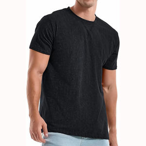 T-shirts pour hommes personnalisés 100% coton de première qualité avec logo personnalisé T-shirt tendance couleur noire uni pour hommes - Product Image 5
