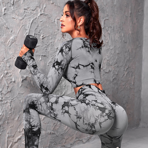 Traje de Yoga de manga larga sin costuras para mujer Ropa de entrenamiento para gimnasio Yoga y Deportes - Product Image 1