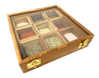 Boîte à épices d'assaisonnement en bois brun naturel faite à la main armoires de cuisine boîtes à épices et herbes en poudre de stockage