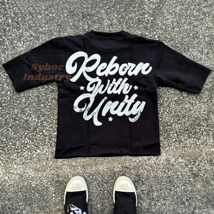 Camiseta de gran tamaño para hombre, camiseta recortada de estilo Retro 280 GSM 100%, camiseta de algodón con estampado de pantalla personalizado, camiseta de verano - Product Image 6