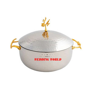 Olla de madera y metal de madreperla, diseño personalizado, cazuela de mesa, forma redonda, calentador de alimentos de Metal elegante - Product Image 5