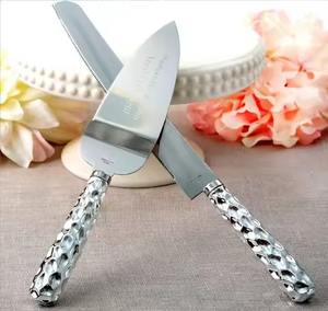 Juego de cuchillo y tenedor para servir pasteles de acero inoxidable con mango rosa para reuniones familiares y servir postres - Product Image 3