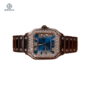 Bleu glacé VVS Moissanite diamant montre de luxe cadran analogique fenêtre en verre bande en acier inoxydable parfait charme de la Saint-Valentin - Product Image 1