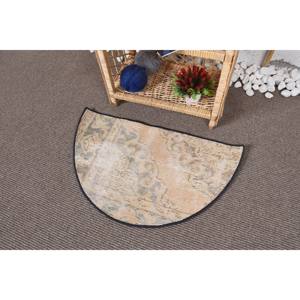 Alfombra de lana de retazos beige bohemio grande, área rectangular de 2,5x1,5 pies para entrada, pasillo, felpa de poliéster con respaldo de látex - Product Image 3