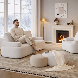 Conjunto de Sofá Modular Seccional Blanco Moderno, Sofá Tufted con Sillón, Cómodo y Elegante para Sala de Estar, Apartamento u Hotel - Product Image 6