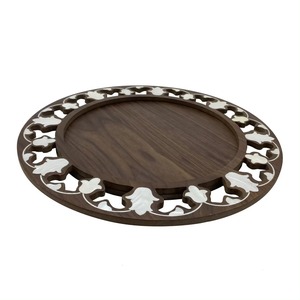 Bandeja de servicio con incrustaciones de fregona de madera de diseño árabe opulento, bandeja hecha a mano Premium para cocina, comedor, regalos de celebración de Ramadán y Eid - Product Image 1