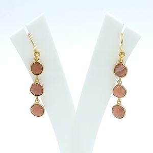 Dua ต่างหูทองเหลืองชุบทอง18K ลายมูนสโตนสำหรับผู้หญิงทำด้วยมือไม่เป็นรูปร่างต่างหูแบบอินเดีย - Product Image 4