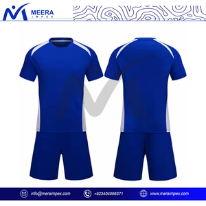 Venta al por mayor de calidad superior de color azul uniforme de fútbol para los hombres de sublimación personalizada 100% tela de poliéster de cuello redondo Jersey de fútbol - Product Image 2
