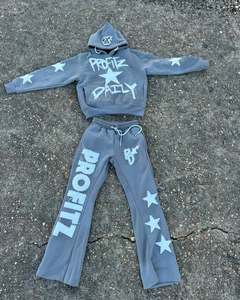 Ropa de calle personalizable para hombre, conjuntos de Jogger, Patchwork desgastado, bordado francés Terry, lavado ácido, chándales de talla grande para hombre - Product Image 3