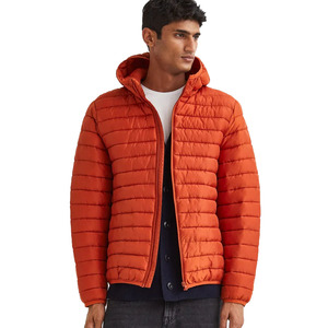 Chaqueta acolchada de burbujas de calidad premium para hombre, acolchada de color naranja con capucha adjunta y bolsillos para la temporada de invierno - Product Image 2